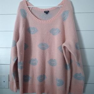 Torrid Plus Sized 3X Blush Pink Sweater Lips